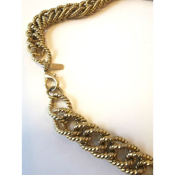 Alfred Sung Braided Gold Tone Necklace Vintage - Picture 7 of 9